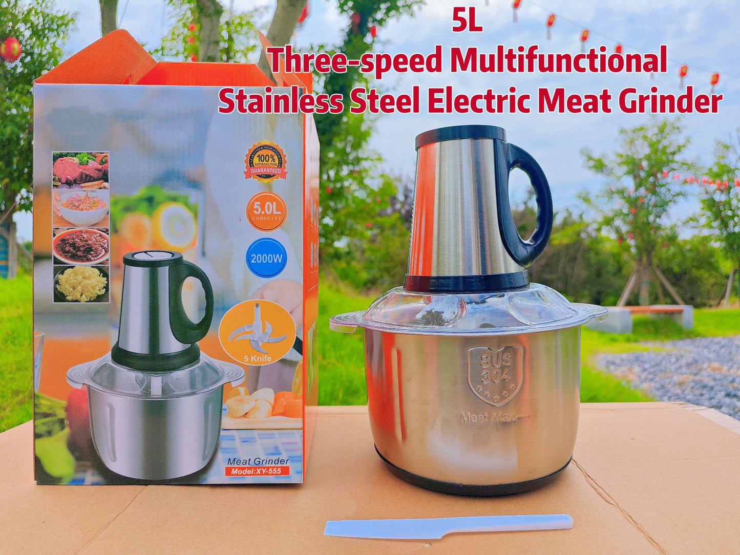 Cross-Border Meat Grinder Stainless Steel Multi-Functional Blender Household Electric Food Processor Large Capacity Baby Food Maker Meat Mincer