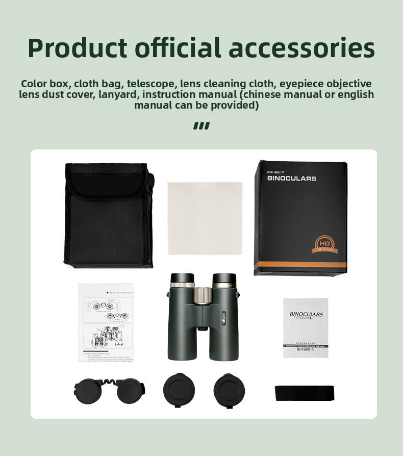 BIJIA10x42 Binoculars High Magnification HD Low Light Night Vision Nitrogen Filled Waterproof Concert Outdoor Binoculars