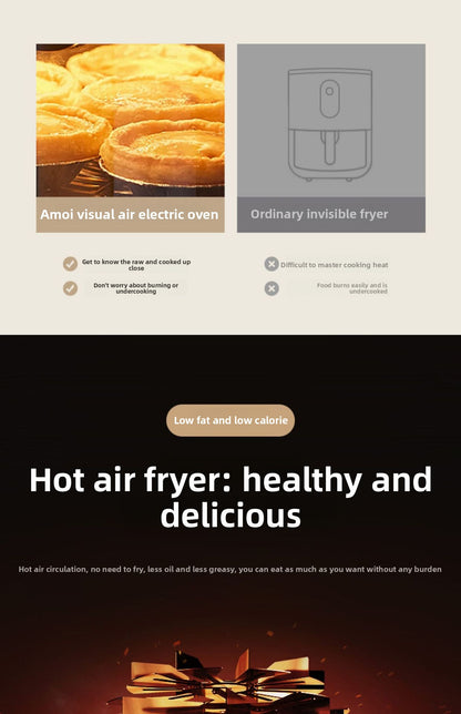 2025 New Model Air Fryer Large Capacity Touchscreen Visual Household Multifunctional Electric Oven Export Electric Fryer