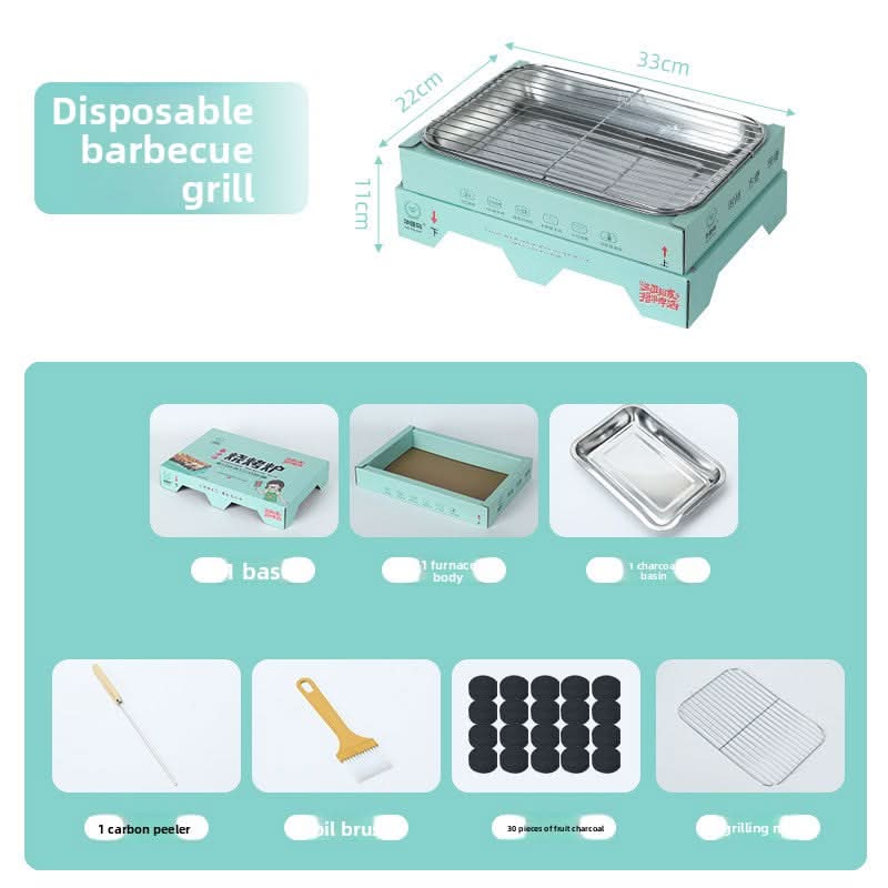 Compact disposable BBQ grill with no cleanup required
