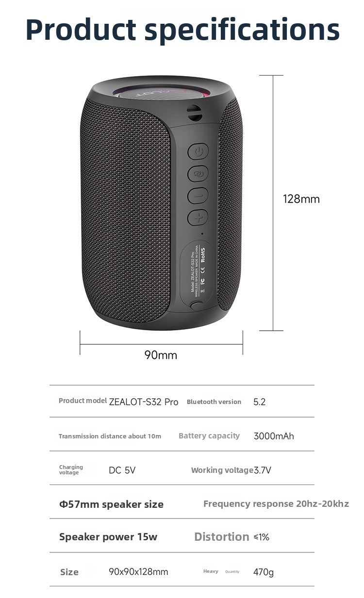 Fanatic New S32pro Bluetooth Speaker Outdoor Portable High-Quality Sound Subwoofer Home Audio Cross-Border