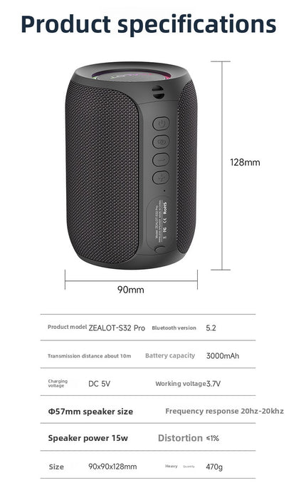 Fanatic New S32pro Bluetooth Speaker Outdoor Portable High-Quality Sound Subwoofer Home Audio Cross-Border