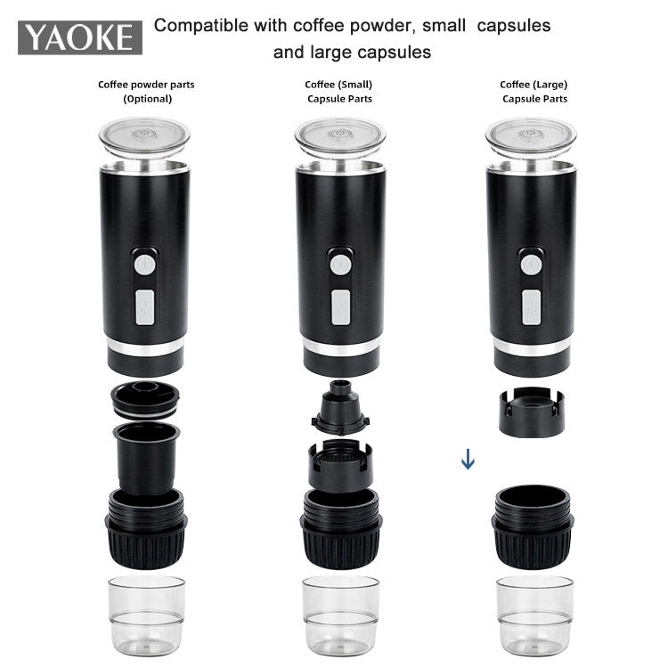 Shopkeeper's Recommendation Portable Fully Automatic Espresso Capsule Coffee Machine Compatible with Large and Small Capsules and Coffee Powder
