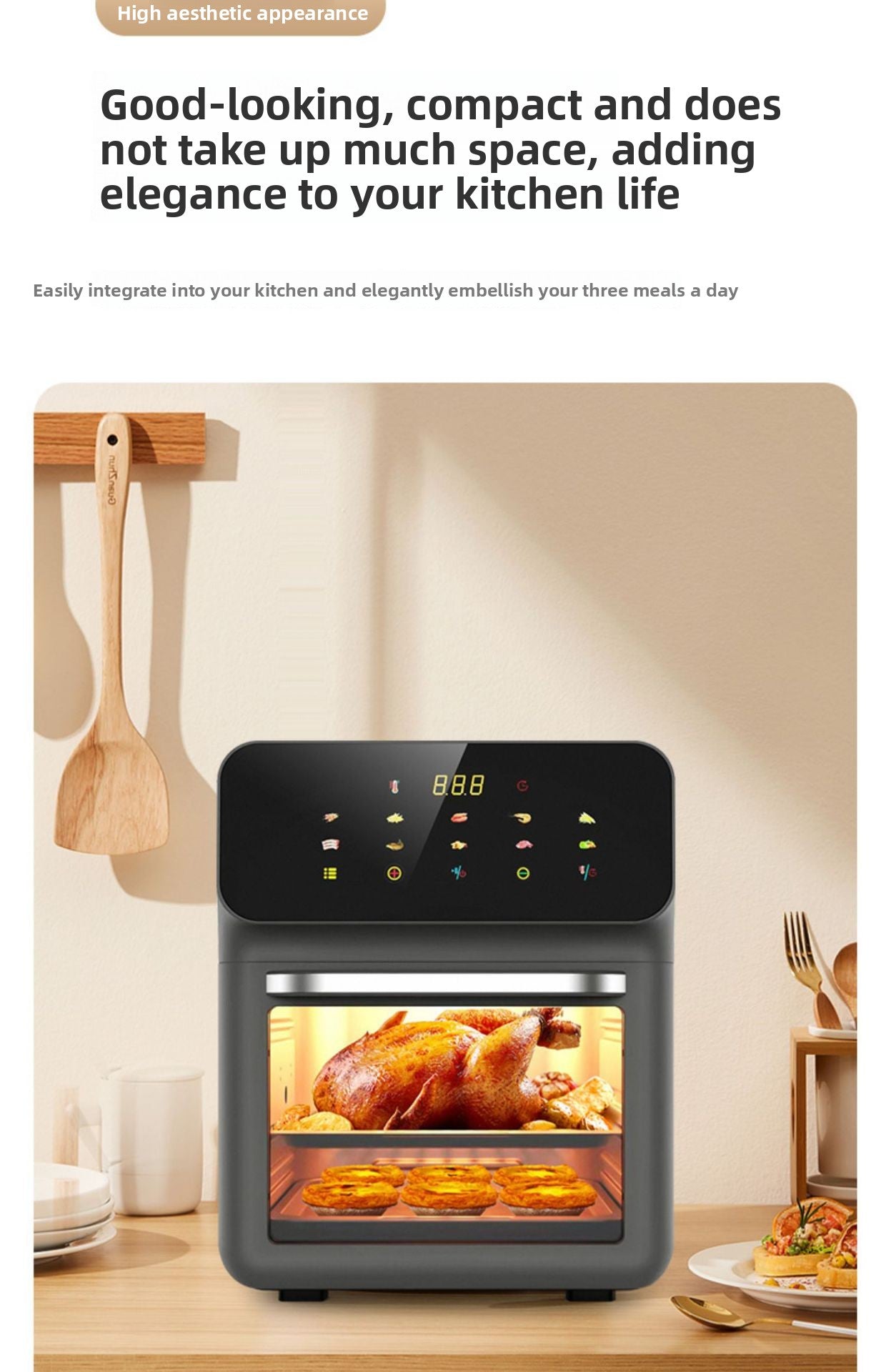 2025 New Model Air Fryer Large Capacity Touchscreen Visual Household Multifunctional Electric Oven Export Electric Fryer