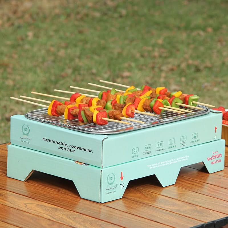 Disposable grill rack with charcoal for easy grilling
