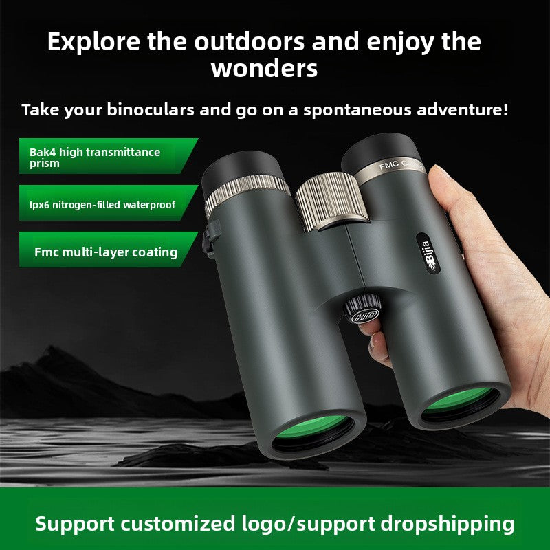 BIJIA10x42 Binoculars High Magnification HD Low Light Night Vision Nitrogen Filled Waterproof Concert Outdoor Binoculars