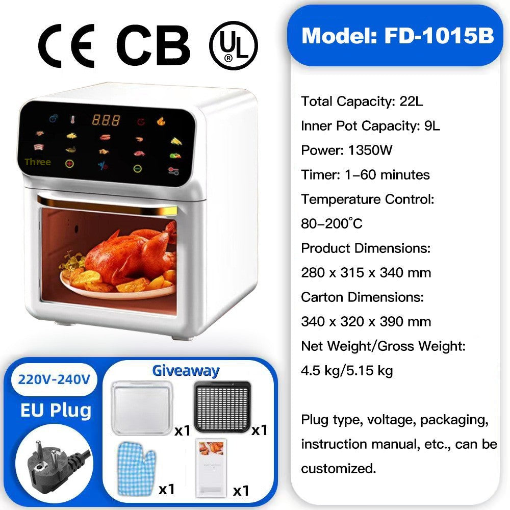 2025 New Model Air Fryer Large Capacity Touchscreen Visual Household Multifunctional Electric Oven Export Electric Fryer