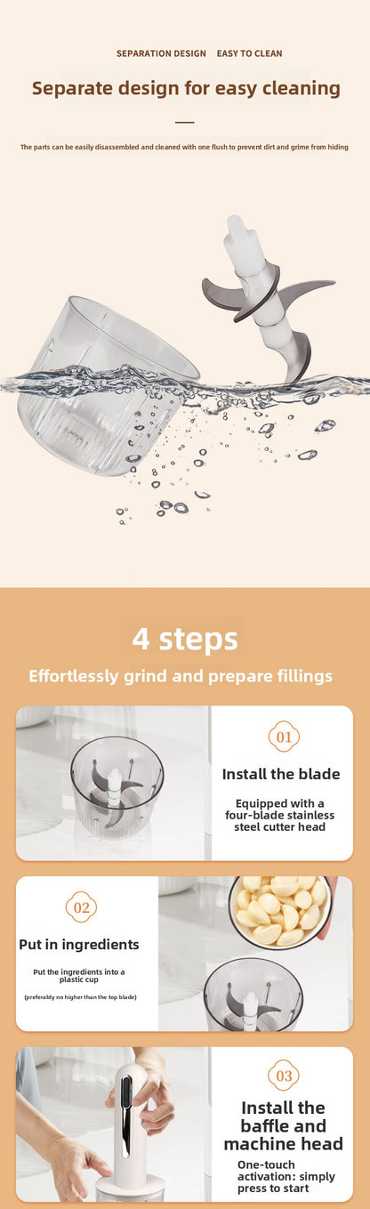 Household Wireless Electric Meat Grinder Kitchen Multifunctional Food Processor Garlic Masher Small Meat Chopper Baby Food Processor