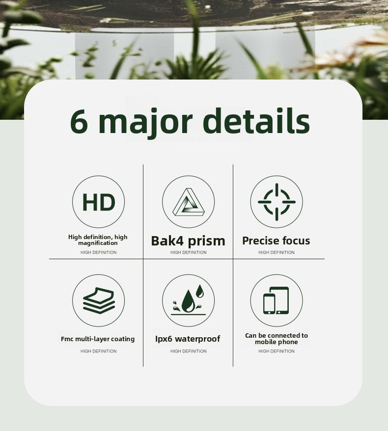 BIJIA10x42 Binoculars High Magnification HD Low Light Night Vision Nitrogen Filled Waterproof Concert Outdoor Binoculars