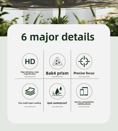 BIJIA10x42 Binoculars High Magnification HD Low Light Night Vision Nitrogen Filled Waterproof Concert Outdoor Binoculars