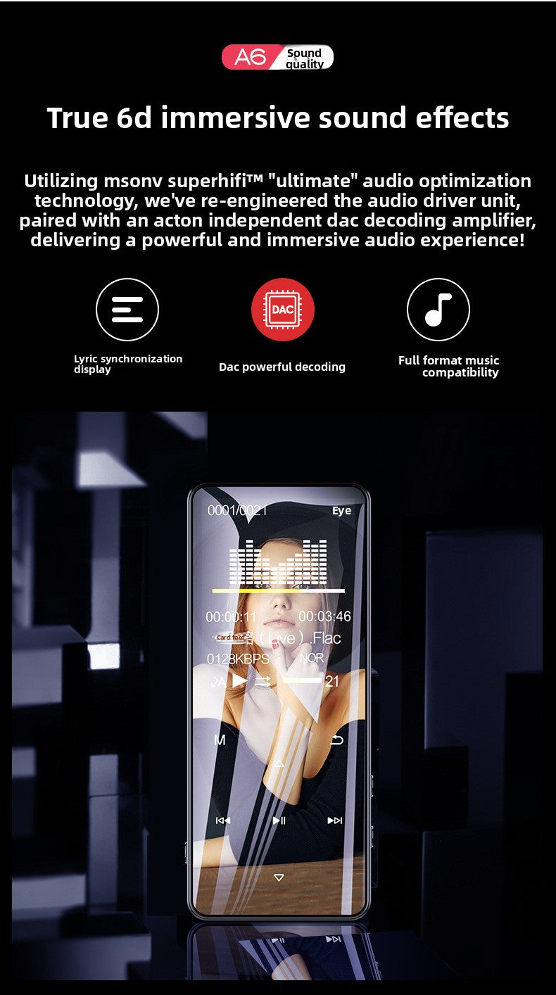 MP3 Manufacturer Supplies A6 Student Player MP4 Card Slot Touch Button Bluetooth Speaker Mini Portable Walkman