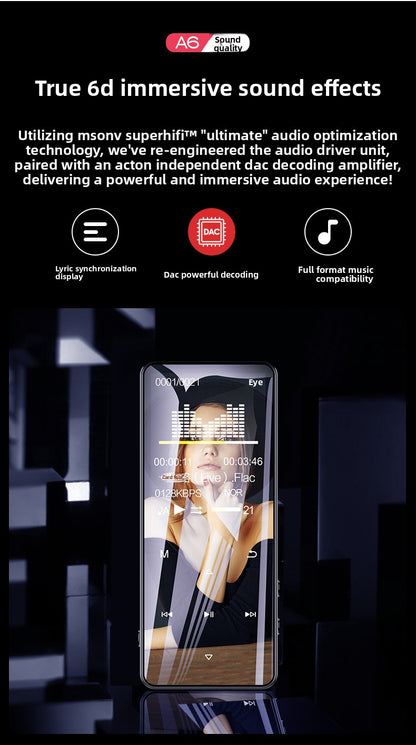 MP3 Manufacturer Supplies A6 Student Player MP4 Card Slot Touch Button Bluetooth Speaker Mini Portable Walkman