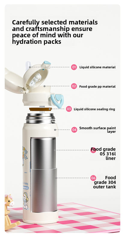 JEKO Multi-Drink Insulated Cup 316 Stainless Steel Food Grade Children Students Men Women High Appearance Cartoon Water Bottle