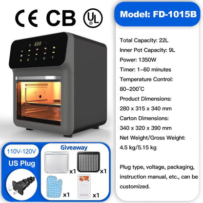 2025 New Model Air Fryer Large Capacity Touchscreen Visual Household Multifunctional Electric Oven Export Electric Fryer