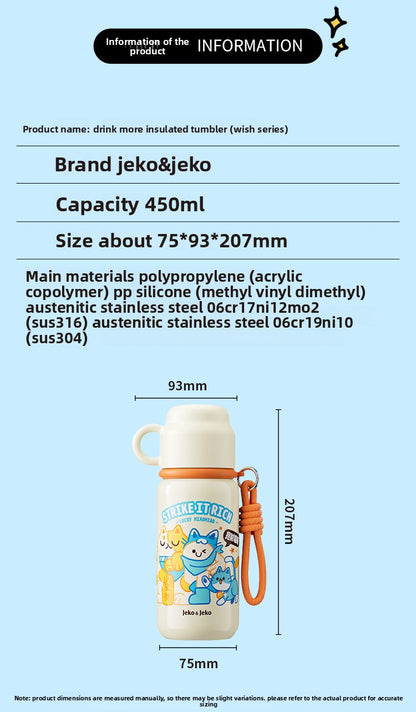 JEKO Multi-Drink Insulated Cup 316 Stainless Steel Food Grade Children Students Men Women High Appearance Cartoon Water Bottle
