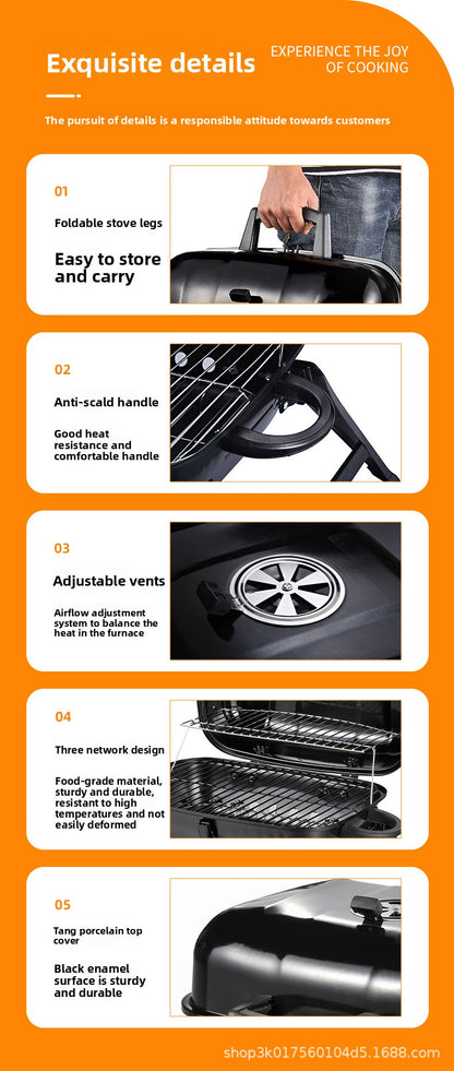 Portable Camping BBQ Grill Outdoor Charcoal Grill Home Small Stove Tea Brewing Set