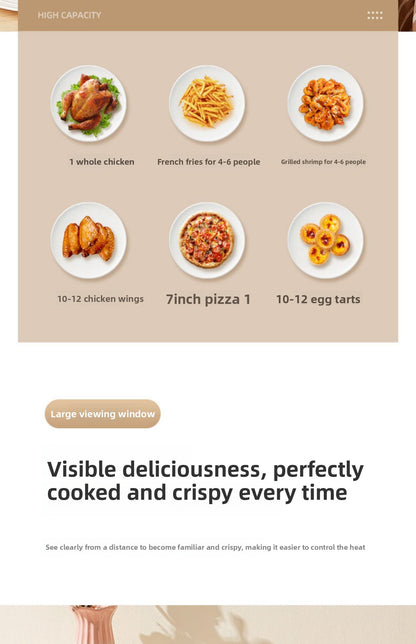 2025 New Model Air Fryer Large Capacity Touchscreen Visual Household Multifunctional Electric Oven Export Electric Fryer